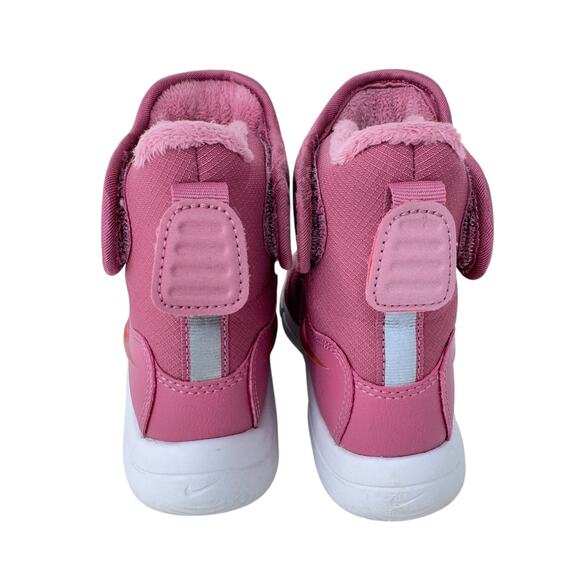 Nike Novice Snow Boots Preschool Girls 11C Hot Pink Fur Trim High Top AV8339-600 - Picture 6 of 10